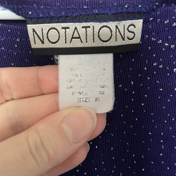 Notations Purple Starry Glitter Top Womens Medium 3/4 Sleeve Shirt - Picture 2 of 3